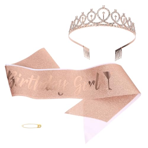 MUSISALY Geburtstagsfeier Essential 1 Packung Geburtstags-stirnband Schärpe Krone Schultergurt Foto-requisiten-set von MUSISALY