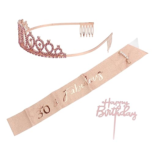 MUSISALY Anzahl Crown Haarband Geburtstag Schärpe Kit Elegante Pin Geburtstag Kuchen Topper von MUSISALY