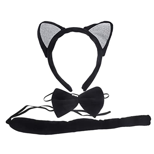 MUSISALY Set mit Katzenohren Tierschwanz Cosplay-Stirnband und Fliege für Kostümpartys von MUSISALY