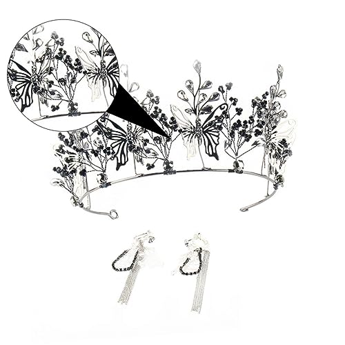 MUSISALY Schwarzer Kopfschmuck Mit Kristallkronendekor Brautkleid-accessoire Elegante Haardekoration von MUSISALY