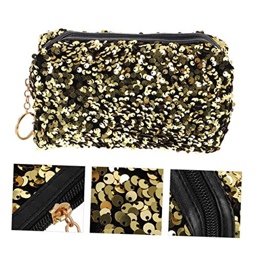 MUSISALY Kosmetiktasche Mit Pailletten Aufbewahrungstasche Quadratisch Kulturbeutel Tragbar Für Damen Make-up-Tasche Reisefertig Kosmetikbeutel Mit Viel Platz von MUSISALY