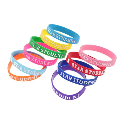 MUSISALY 10 Stück Star Student Armbänder Bunte Silikon Motivationsarmbänder Schulaktivitäten Belohnung Wristbands für Schüler Lehrer Anerkennung in Verschiedenen Farben von MUSISALY