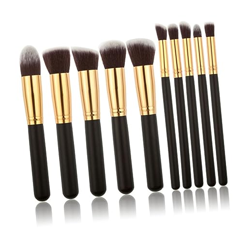 MUSISALY 10stücke Teiliges Kosmetikpinsel-set Hochwertige Synthetische Borsten -pinsel Für Foundation Eyeliner Gesichtspinsel Make-up-pinsel-set Schwarz Gold von MUSISALY
