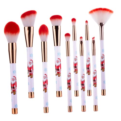 MUSISALY 10er Weihnachts-make-up-pinsel Satz Synthetikpinsel Für Damen Mit Gummigriff Und Aluminiumrohr Vielseitig Für Foundation Puder Und Lidschatten von MUSISALY