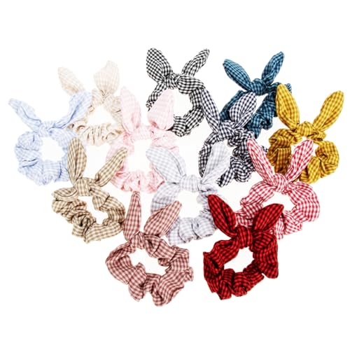MUSISALY 12stücke Haarringe Haargummis Haarseile Haarschmuck Plaid Haar Ringe Bogen Haar Seile Tuch Krawatten Frauen Dekore von MUSISALY