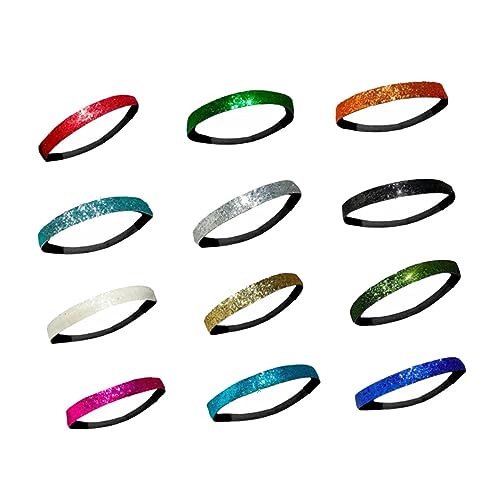 MUSISALY Glitzer Haarband Sport 12 Stück Elastisches Stirnband Für Frauen Und Mädchen Modische Kopfbedeckung Für Outdoor Aktivitäten Bunte Glänzende Farben Für Fitness Festivals Und von MUSISALY