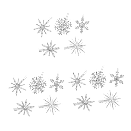 MUSISALY 15 Stk Haarnadel Silberne Haarspangen Strass-schneeflockenhaar Perlenschnee-haarspangen Clips Für Haarschleifen Schneeweißer Haarschmuck Haarschleifen Für Mädchen Eisen Silver von MUSISALY