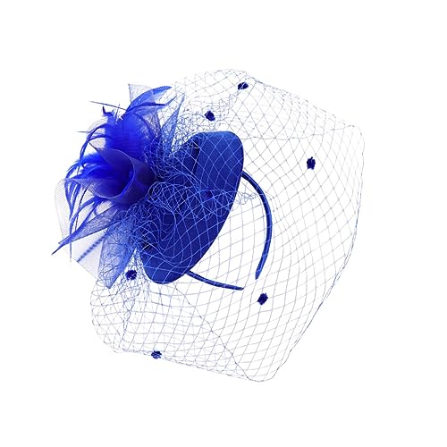 MUSISALY 1Stk Haarnadel mit Blumenhut Mesh-Hut-Stirnband Haarschmuck für Mädchen haarband federn wedding hair accessories hochzeitsdeko Haarspangen Feder dekorativer Kopfschmuck Blue von MUSISALY