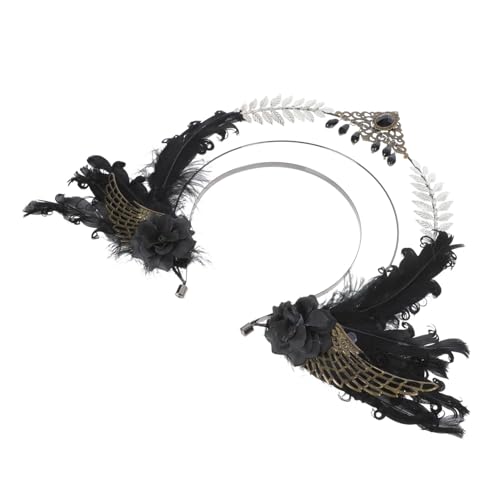 MUSISALY Vintage-stil Feder-haarschmuck Federn Stirnband Für Party Auffälliges Haar-accessoire Für Mädchen Halloween-kopfschmuck Mit Strass-details von MUSISALY