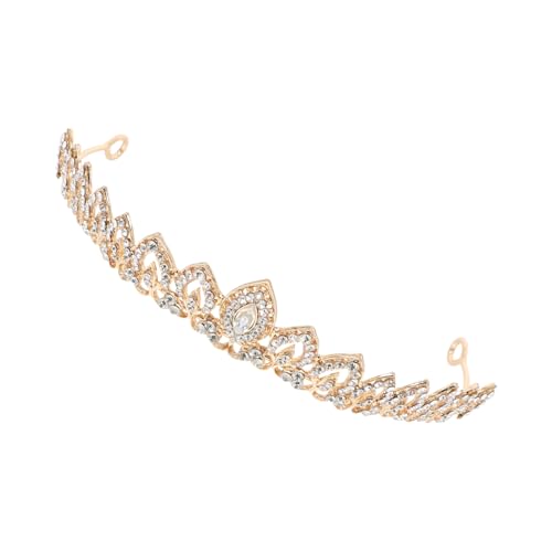 MUSISALY 1stk Legierung Strass Krone -queen-diademe Haarschmuck Für Die Hochzeit Hochzeitskopfdekoration Perlenkrone Kreativer Brautkopfschmuck Hochzeitsdekoration Perlen Tiara Golden von MUSISALY
