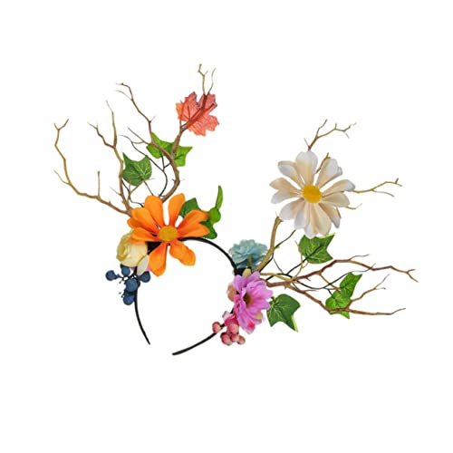 MUSISALY Einzigartiges Weihnachts-haar-accessoire 1 Stück Geweih-stirnband Mit Blumenmuster Für Partys von MUSISALY