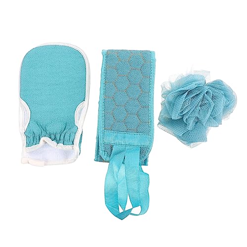 MUSISALY 2 Sätze 3Tlg Handschuh nach hinten ziehen exfoliating glove exfoliate gloves spong Körperpeeling Badeschrubber Handtuch zum Abreiben des Rückens Badetuch mit Rückenstreifen Schwamm von MUSISALY