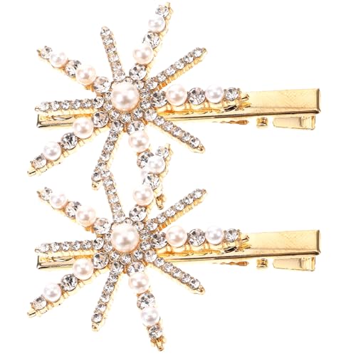 MUSISALY 2stücke Haarspange Mit Perlen Und Strasssteinen Schneeflocken-haarspangen Für Damen Dekorative Haarspangen Für Alltag Und Festlichkeiten von MUSISALY