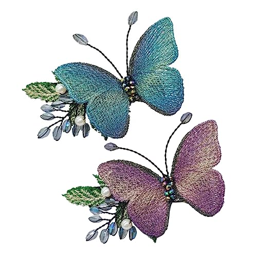 MUSISALY 2stücke Stickerei Schmetterlings-haar-clips Entenschnabel-seiten-clips Haarnadeln Haar-zubehör Für Frauen Und Mädchen von MUSISALY