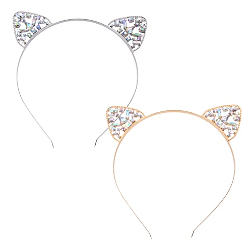 MUSISALY 2 Stück Glänzende Katzenohr-haarreifen Ohr-haarreifen Mit Strass Katzenohr-kopfschmuck von MUSISALY