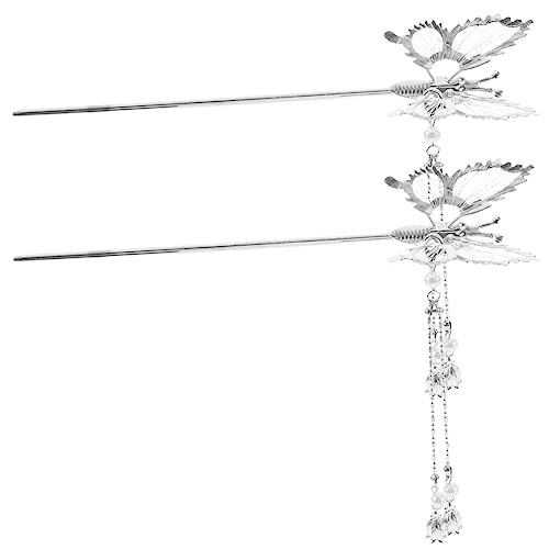 MUSISALY 2stücke Haarstäbchen Mit Schmetterlingsdekor Quaste Essstäbchen Für Haare Formeller Haarschmuck Für Frauen Haarstab Für Dutts von MUSISALY