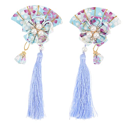 MUSISALY 2 Stück Teiliges Japanisches Stoff Haaraccessoire im Fächerdesign mit Quaste für Mädchen und Haarspangen für Besondere Anlässe und Hochzeiten von MUSISALY