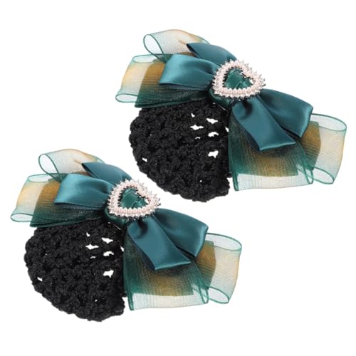 MUSISALY 2 Stücke Haarnetz Für Frauen Airline Banking Net Clip Elegante Schleife Grün Farbe von MUSISALY