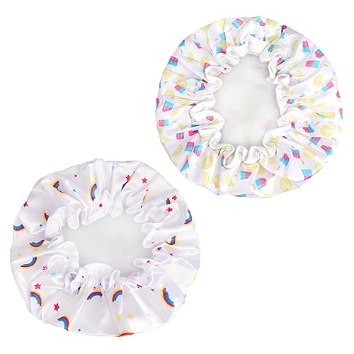 MUSISALY Doppellagige Satin-bademütze Für Damen Satin-dusche -bademütze 2 Stück -nachtmütze -schlafmütze von MUSISALY