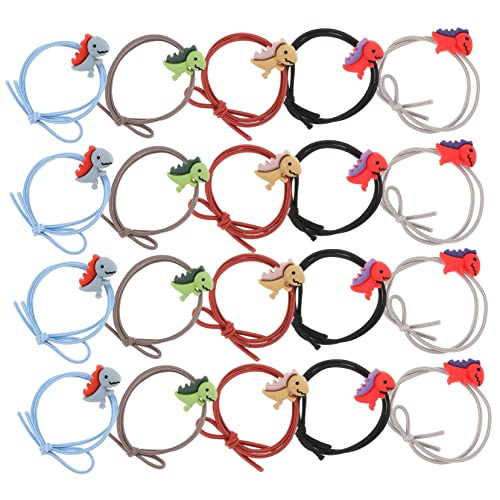 MUSISALY 20stücke Haarseil Mit Cartoon-tiermotiven Tierhaargummis Für Junge Mädchen Elastische Haargummis Für Mädchen Pferdeschwanzhalter Süße Haargummis Haar-accessoires Mit Dinosauriermot von MUSISALY
