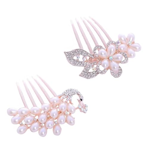 MUSISALY 2er Satz Blumen Haarkamm Mit Perlen Und Strasssteinen Hochzeits-kopfschmuck Für Braut von MUSISALY
