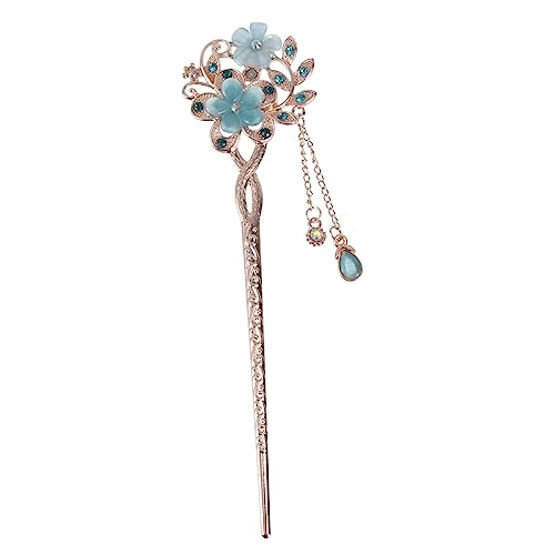 MUSISALY 2stücke Vintage Haarnadel Mit Opal-blumen-design Antike Haarspange Für Damen Haarstäbchen Blau Dekoration Für Hochsteckfrisuren Und Chignons von MUSISALY