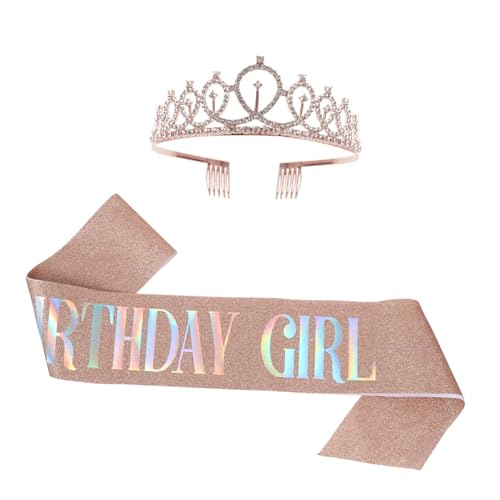 MUSISALY Geburtstagskrone Und Schärpe Für Party-dekoration Kronen-haarreif Mit Strass-stirnband Für Geburtstagsfeiern von MUSISALY