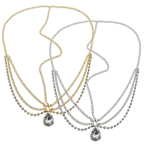 MUSISALY 2stücke Strass Kopfschmuck Für Frauen Kristall Stirnband Mit Anhänger Kopfkette Für Hochzeit Abschlussball Und Feiertage Geschenkidee Für Freundinnen Und Mütter von MUSISALY