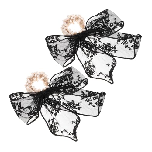 MUSISALY 2stücke Elastische Pferdeschwanz Halter Elegante Bogen Haar Band Damen Perlen Scrunchies Für Partys Zeremonien Alltag von MUSISALY