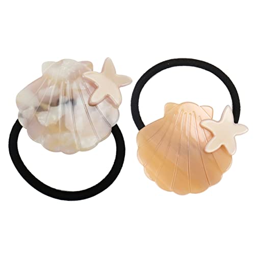 MUSISALY 2 Stück Haarseile Mit Muschel-design Vom Inspirierte Pferdeschwanzhalter Haargummis Für Kinder Und Erwachsene Modische Haar-accessoires von MUSISALY
