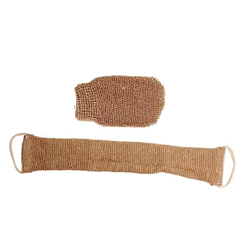 MUSISALY 2St Ramie-Handschuhe mit Rückenstreifen heizlùfter hygiene tragbare Badetücher Rückendusche Schrubber Rückenwäscher Handtuch zum Abreiben des Rückens pflanzen Brown von MUSISALY