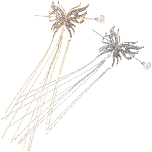 MUSISALY Haarstab 2er Set Schmetterling Haarnadel Quaste Chignon Dutt Haarhalter Styling-tool Für Frauen von MUSISALY