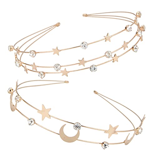 MUSISALY 2stücke Metall-haarband Mit Strass Für Damen Und Mädchen Goldfarbenes Stirnband Als Kopfschmuck Für Party Kostümparty Weihnachten Und Karneval von MUSISALY