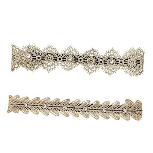 MUSISALY 2St Stirnband Haargummis für Kinder elastische Blumenhaarbänder stirnbänder kinder hair accessories for haarschmuck Kopfbedeckung aus Stoff Foto-Requisite Golden von MUSISALY