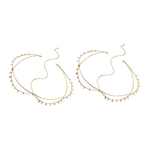 MUSISALY 2stücke Pailletten Haarkette Ethnischen Stil Stirnband Haarband Kette Kopfband Schmuck Für Damen von MUSISALY