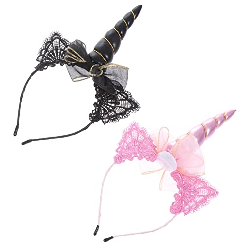 MUSISALY Haarband-kopfbedeckung Für Kinder Schwarz Und 2-teiliges Set Bühnen-stirnbänder Fotografie-requisiten Kreative Haarbänder Cosplay-kopfschmuck von MUSISALY