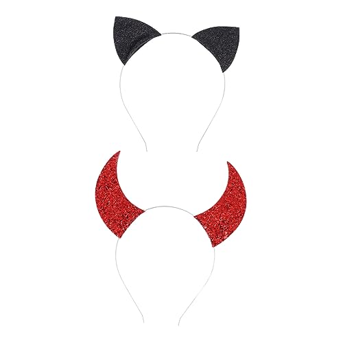 MUSISALY Einzigartiges Kopfschmuck-set Für Erwachsene Und Kinder Teufelshorn-haarband Mit Katzenohren Hochwertiges Material Angenehm Zu Tragen Für Festivals Und Partys von MUSISALY