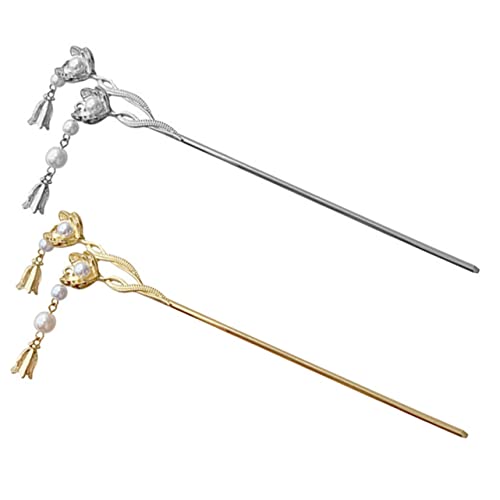 MUSISALY 2stücke Haarstäbchen Blumen Haarstick Perle Haargabel Für Frauen Mädchen Haarschmuck Styling Werkzeug Für Hochzeit Party Alltag von MUSISALY