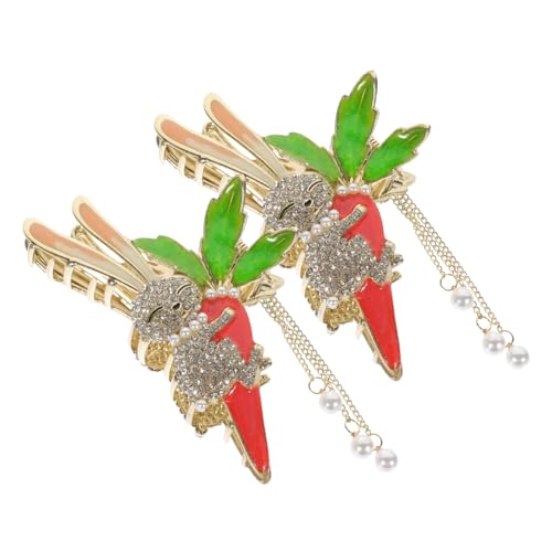 MUSISALY 2stücke Häschen-schmuck Haar Klammern Mit Perlen Und Strass Für Damen Frisuren Styling Accessoires in Karotten Design Für Verschiedene Haartypen Und Anlässe von MUSISALY