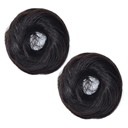 MUSISALY Haardutt Haarteil 2st Kugelkopf Perücke Wellenhaarwerkzeug Lockenschwamm Haargummis Für Kinder Falscher Gefälschter Haarknoten Ring Kunsthaar-scrunchie Haarstylist Black Hochtemperaturdraht von MUSISALY