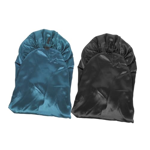 MUSISALY 2 Stück Satin Nachtmützen Elastisch Für Damen Breiter Hut Für Lockiges Haar Duschhut Für Nachtpflege von MUSISALY