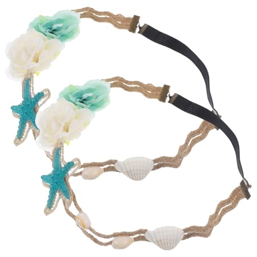 MUSISALY 2stücke Seestern Haarband Blumen Stirnband Kopfbedeckung Haar Zubehör Für Damen Hochzeit Boho Party Strand Feier Mädchen Sommerstil Blumenhaarteil von MUSISALY