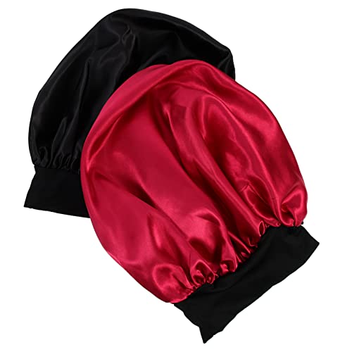 MUSISALY 2stücke Satinhaarhaube Bequeme Satin-beanie-mütze Für Frauen Haushalts-haarhaube Zum Schutz Der Haare Beim Schlafen Für Hausarbeit von MUSISALY
