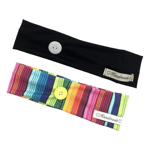 MUSISALY 2stücke Elastische Stirnbänder Für Sport Und Yoga Atmungsaktive Haarbänder Mit Halterung Für Masken Rutschfeste Headwraps Bunt Und Schwarz Für Fitness Und Freizeit von MUSISALY