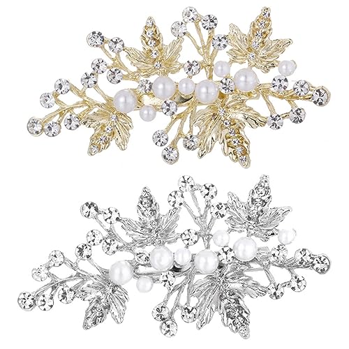 MUSISALY 2stücke Strass-haarspangen Perle Haarnadeln Dekorative Silberne Haarspangen Braut Hochzeit Party Kopf Schmuck Clip Barrettes Für Mädchen von MUSISALY