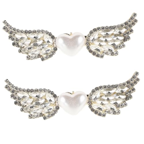 MUSISALY 2stücke Perlenherz Haarspange Haarspange Herz Haarnadel Herz Flügel Für Damen Hochzeit Strass Haar Zubehör Braut Haar Schmuck von MUSISALY