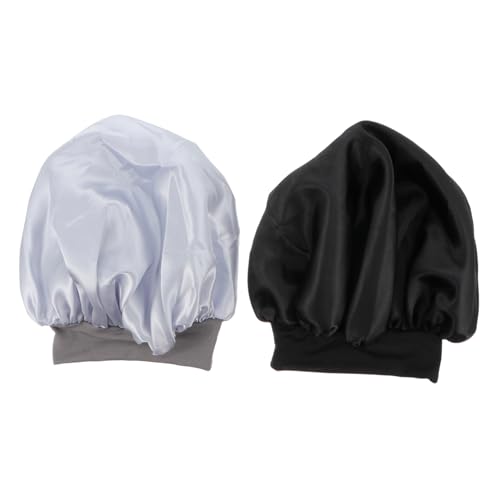 MUSISALY 2stücke Satin Schlafmütze Mit Breiter Seite Elastisch Für Frauen Haarhaube Zum Schlafen Waschen Und Baden Für Ölbehandlungen Und Tiefenpflege Atmungsaktiv Und Komfortabel von MUSISALY