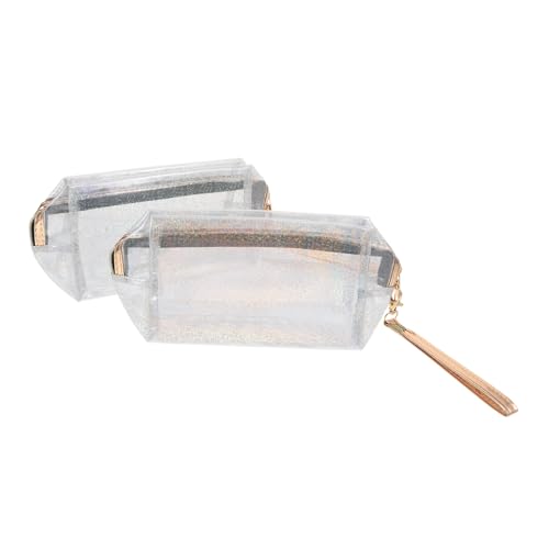 MUSISALY 2stücke Transparente Kosmetiktasche PVC Mit wasserdichte Reiseaufbewahrung Für Kosmetik Große Kapazität Für Damen Und Silber von MUSISALY