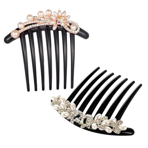 MUSISALY 2x Haarkamm Perlen Hochzeit Braut Haar-accessoires Strasssteinen Kamm Elegante Haar-schmuck Robuste Kamms von MUSISALY