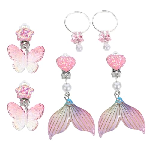 MUSISALY 3 Paare Mädchen Ohrclips ohne Ohrlöcher Niedliche Meerjungfrau Ohrschmuck für Bunte Ohrclips Geschenkset Bequem Tragbar Party und Alltags Accessoire von MUSISALY